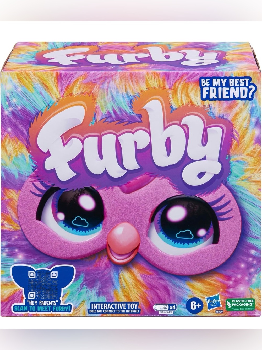 Hasbro Furby Plush Box - Pink with Rainbow Fur